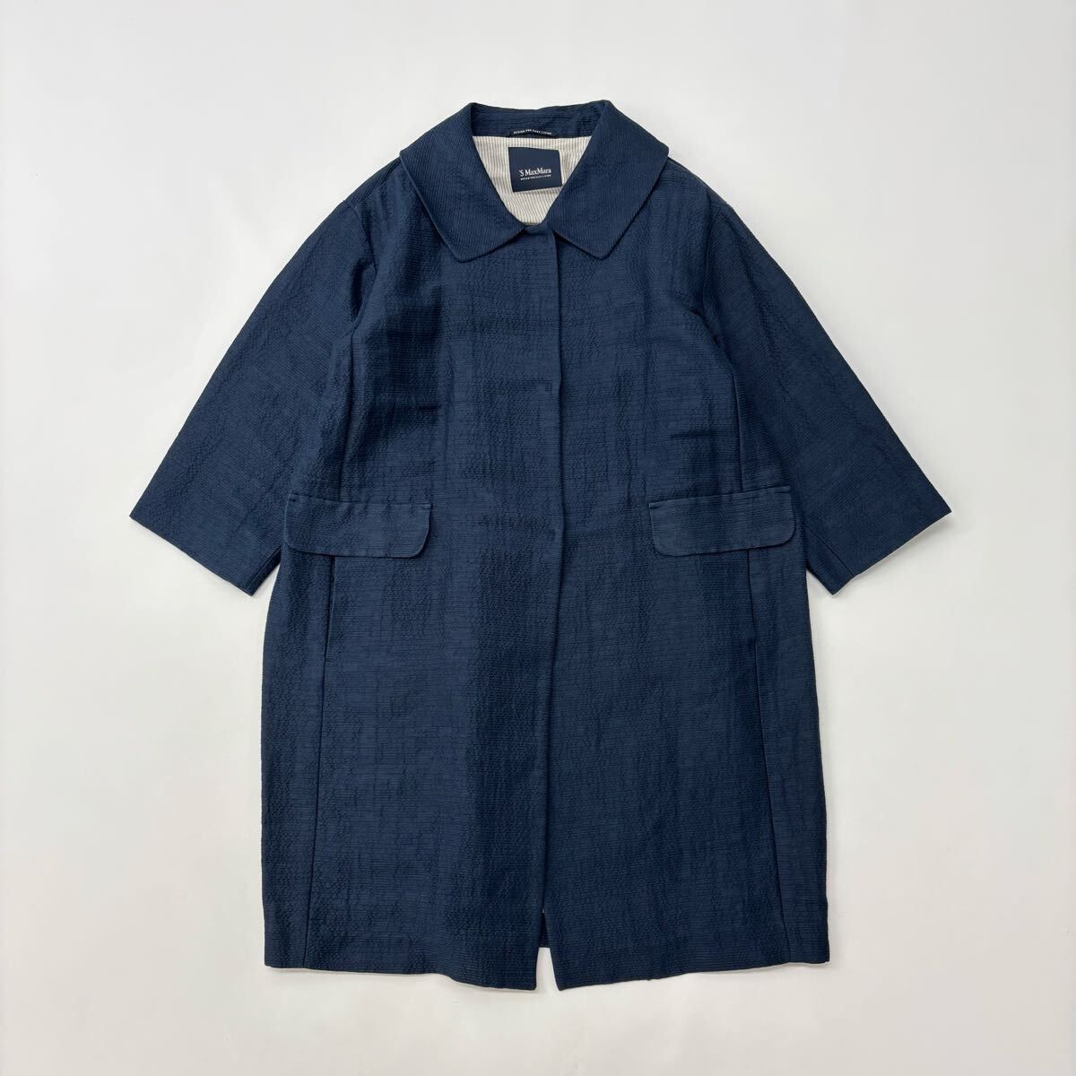☆再値下げ☆MAX MARA☆MAX ＆Co.☆ダークネイビースプリングコート S Max Mara エス マックスマーラ シルク 混 スプリング コート