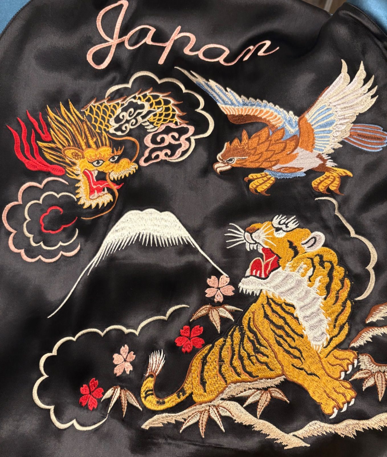 花旅楽団】【L】スカジャン リバーシブル 龍 オンライン 鷹 虎 【3RSJ