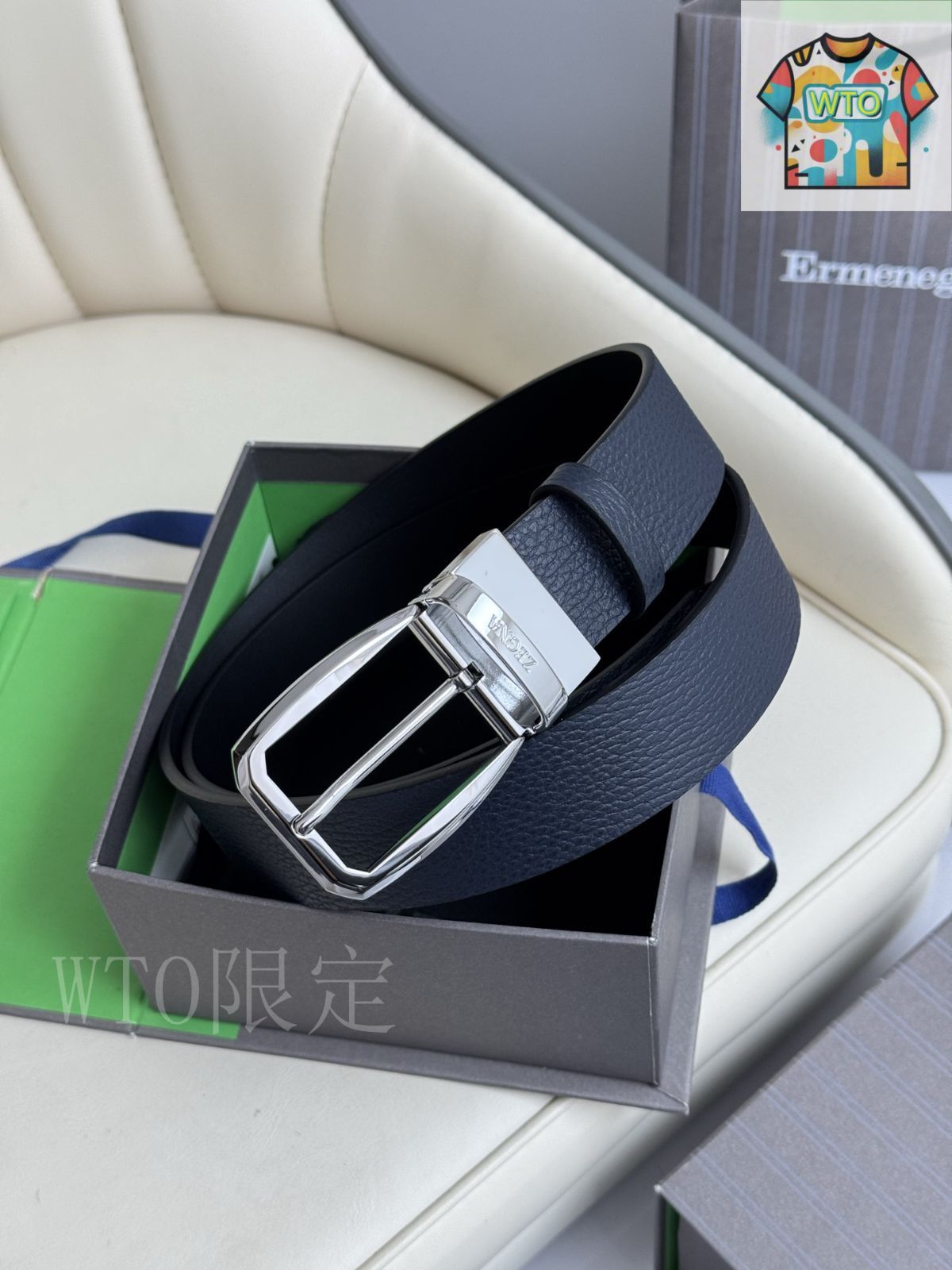 今日特価】Zegna ダブルフェイスレザーベルト - メルカリ