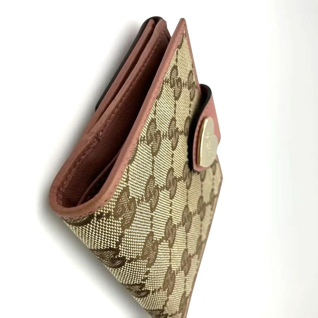 ❤️Gucci ❤️グッチGGキャンバス 二つ折り財布 人気の✨ピンクレザー
