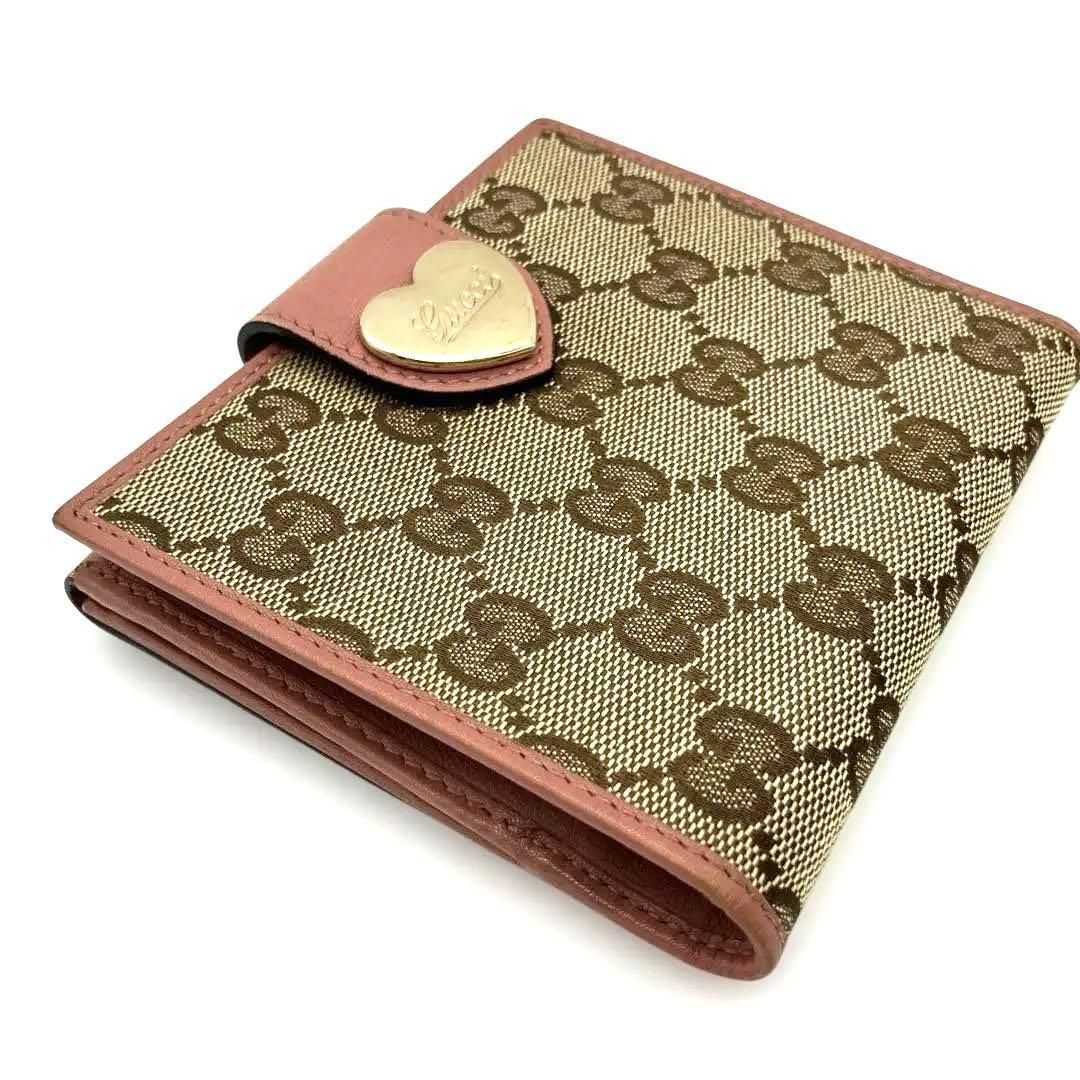 ❤️Gucci ❤️グッチGGキャンバス 二つ折り財布 人気の✨ピンクレザー