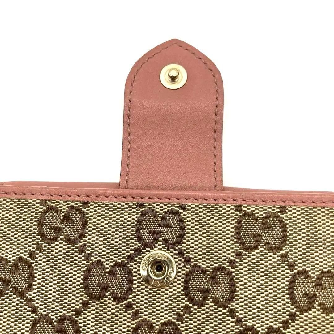 ❤️Gucci ❤️グッチGGキャンバス 二つ折り財布 人気の✨ピンクレザー