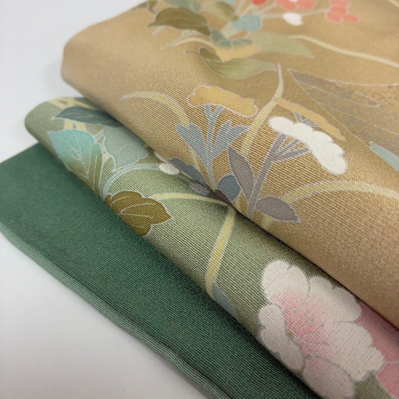 付下げ 作家物 友禅 金彩 裄66.5 紋無し 金彩 上品な花 訪問着 正絹