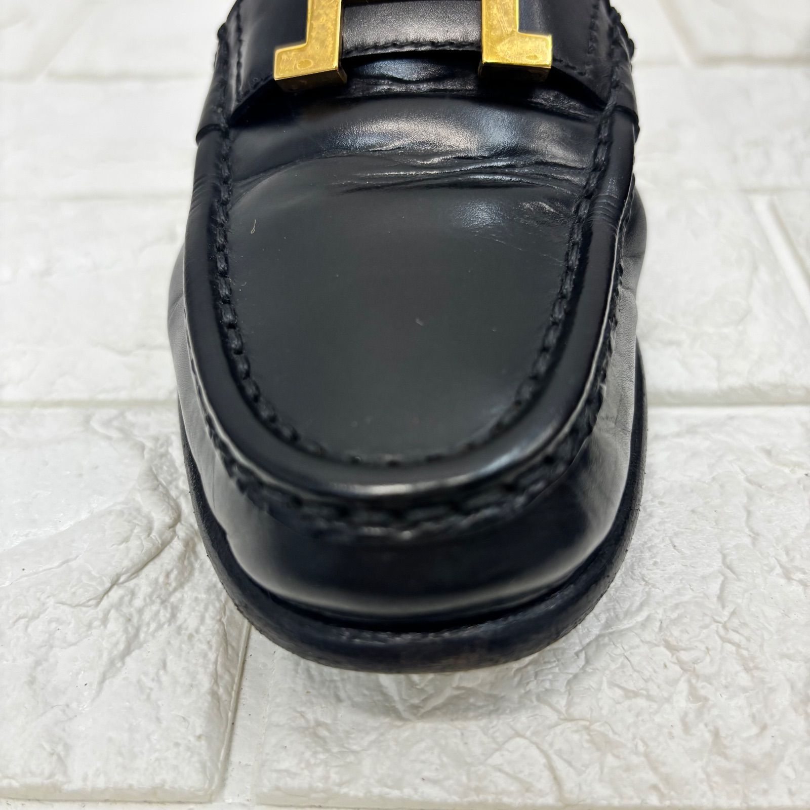 ◼︎ HERMES エルメス コンスタンス ローファー 靴 ブラック ゴールド