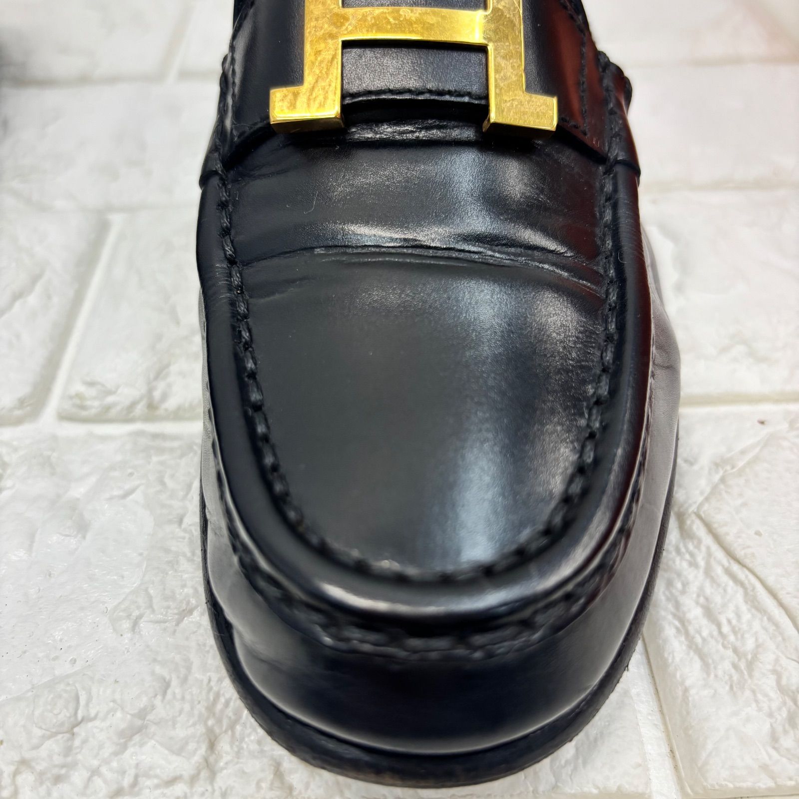 ◼︎ HERMES エルメス コンスタンス ローファー 靴 ブラック ゴールド
