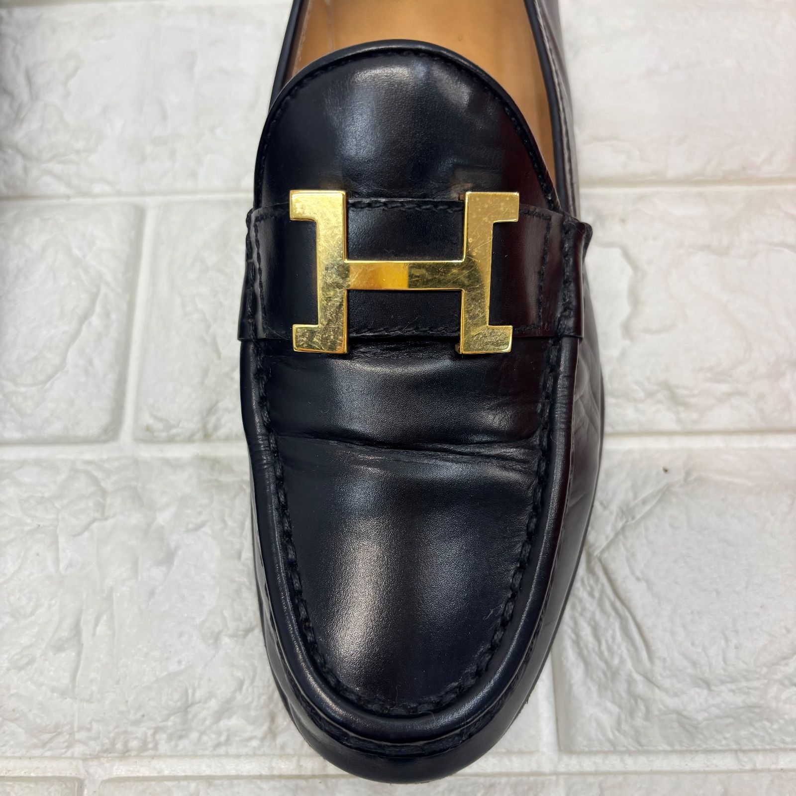 ◼︎ HERMES エルメス コンスタンス ローファー 靴 ブラック ゴールド