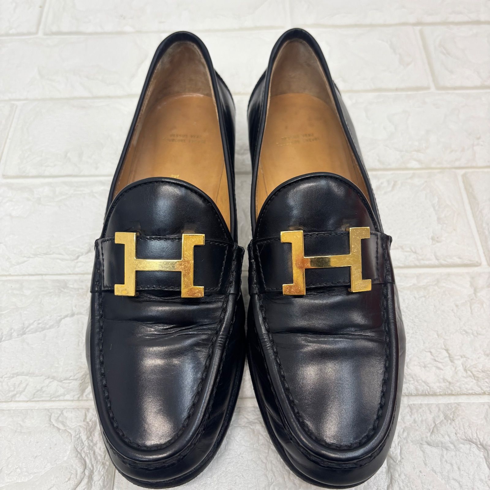 ◼︎ HERMES エルメス コンスタンス ローファー 靴 ブラック ゴールド