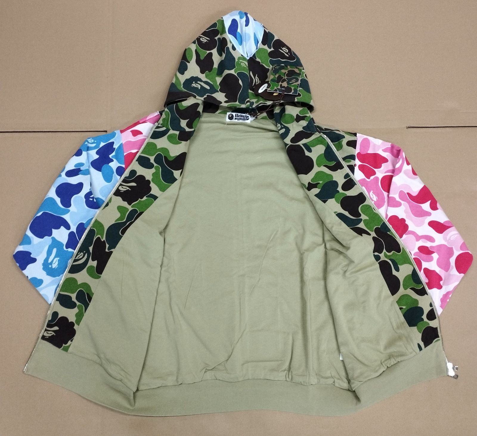 D9069】ABC CAMO PATCHWORK RELAXED FIT ZIP HOODIE M アベイシング