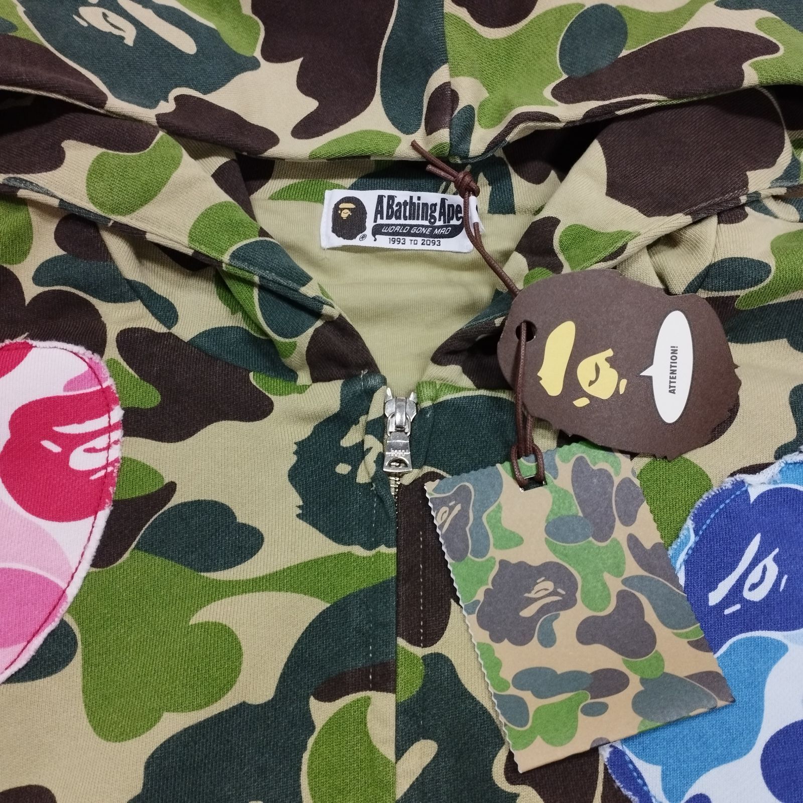 D9069】ABC CAMO PATCHWORK RELAXED FIT ZIP HOODIE M アベイシング 