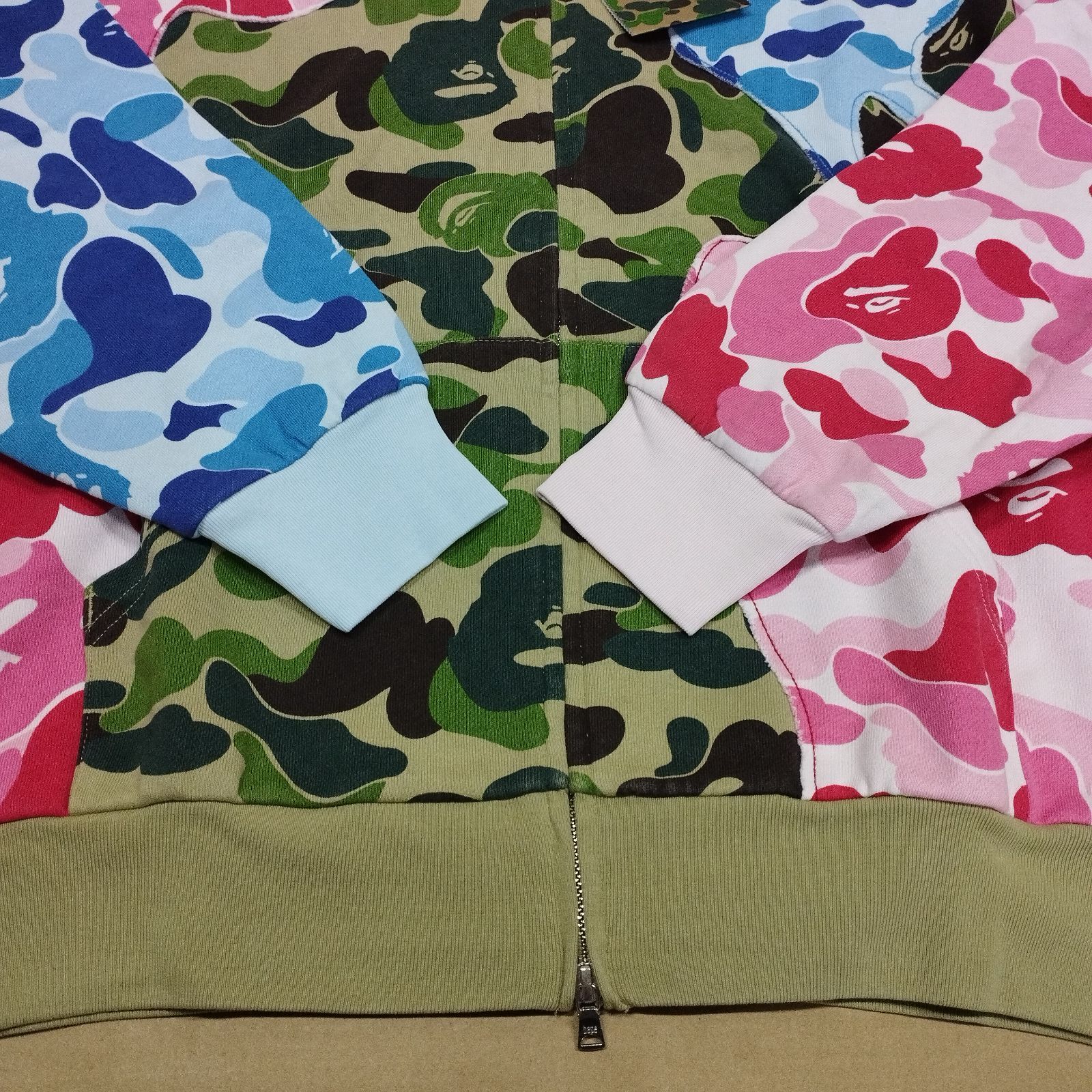 D9069】ABC CAMO PATCHWORK RELAXED FIT ZIP HOODIE M アベイシング