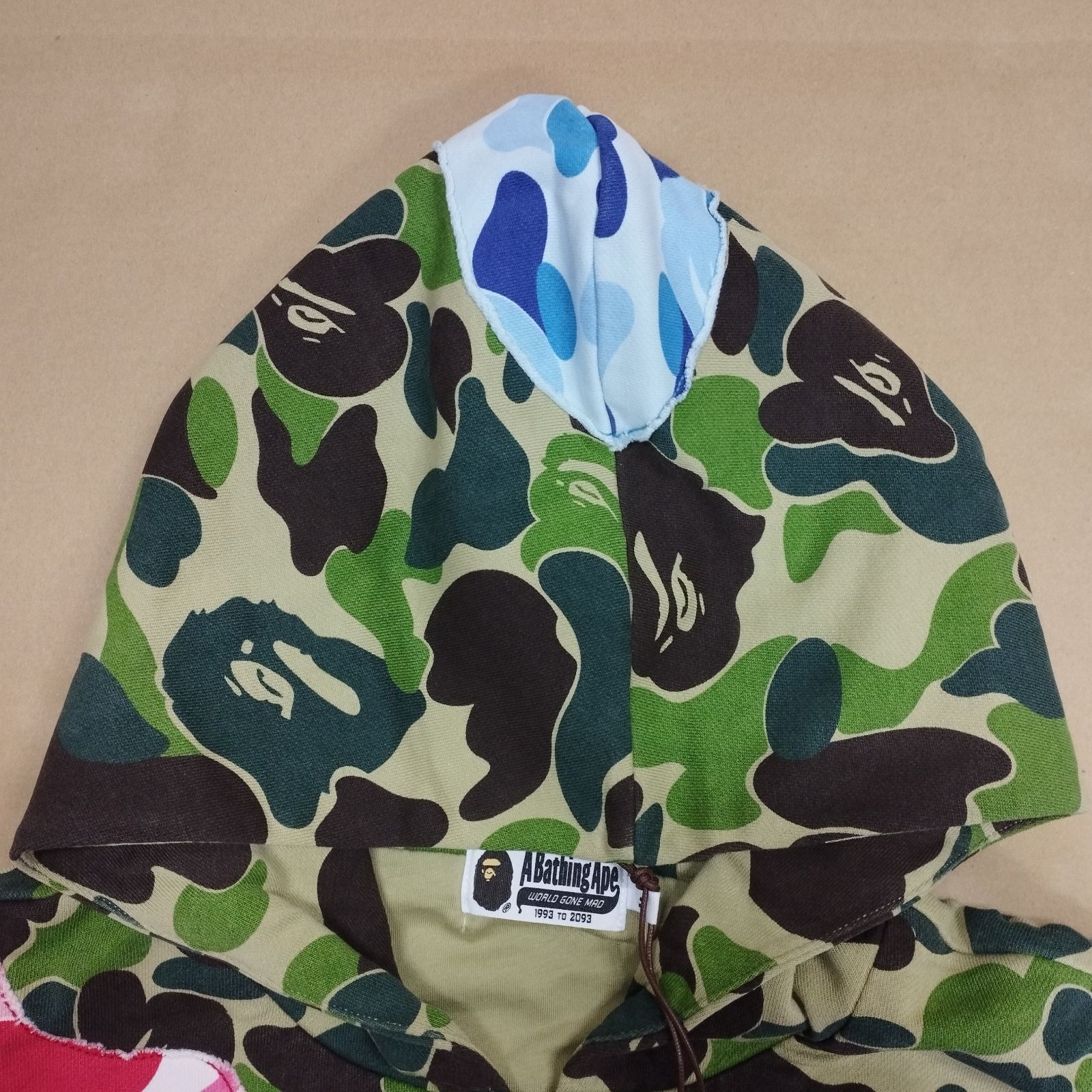 D9069】ABC CAMO PATCHWORK RELAXED FIT ZIP HOODIE M アベイシング