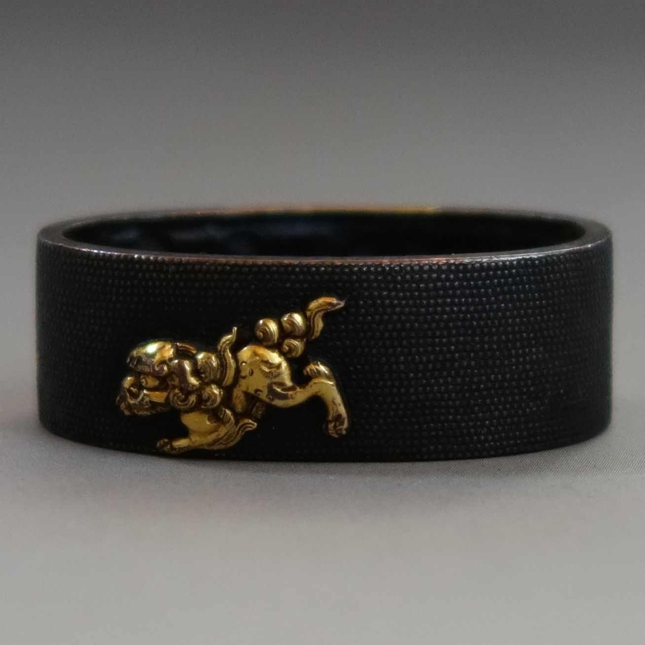 金覆輪魚々子地獅子図銅製鍔 鐔 日本刀 刀 刀装具 時代物 真剣 居合 古美術 金覆輪魚々子地獅子図銅製鍔 鐔 日本刀 刀 刀装具 時代物 真剣 居合 古