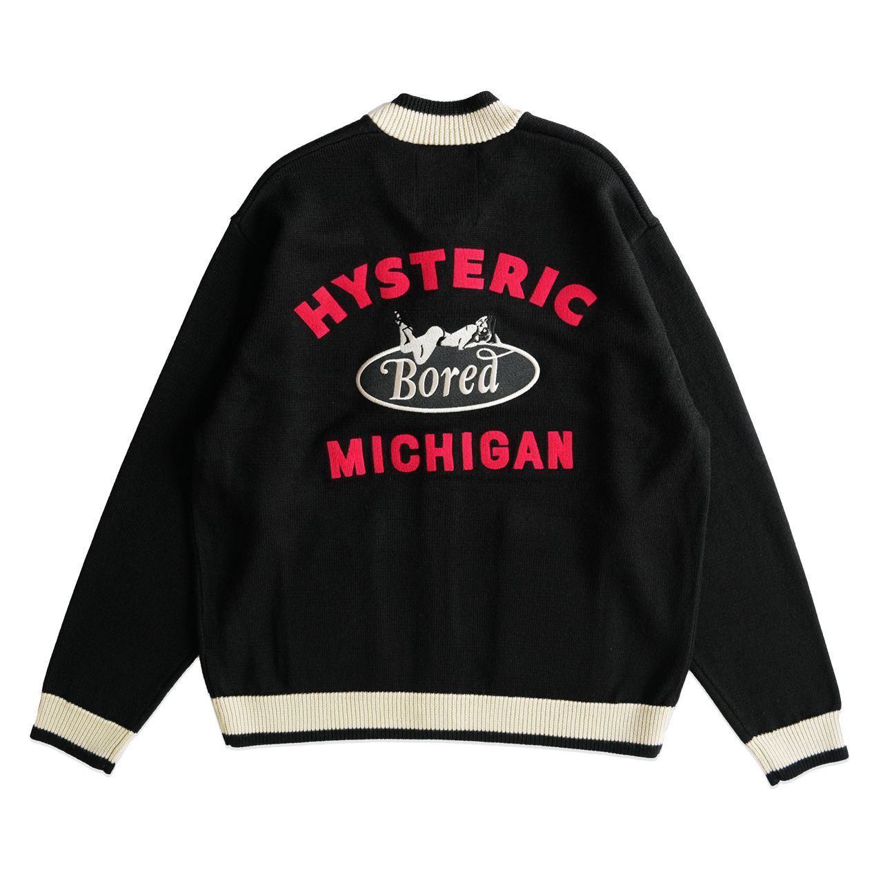☆★ヒステリックグラマー☆★ニットブルゾン HYSTERIC GLAMOUR ヒステリックグラマー BORED MICHIGAN刺繍