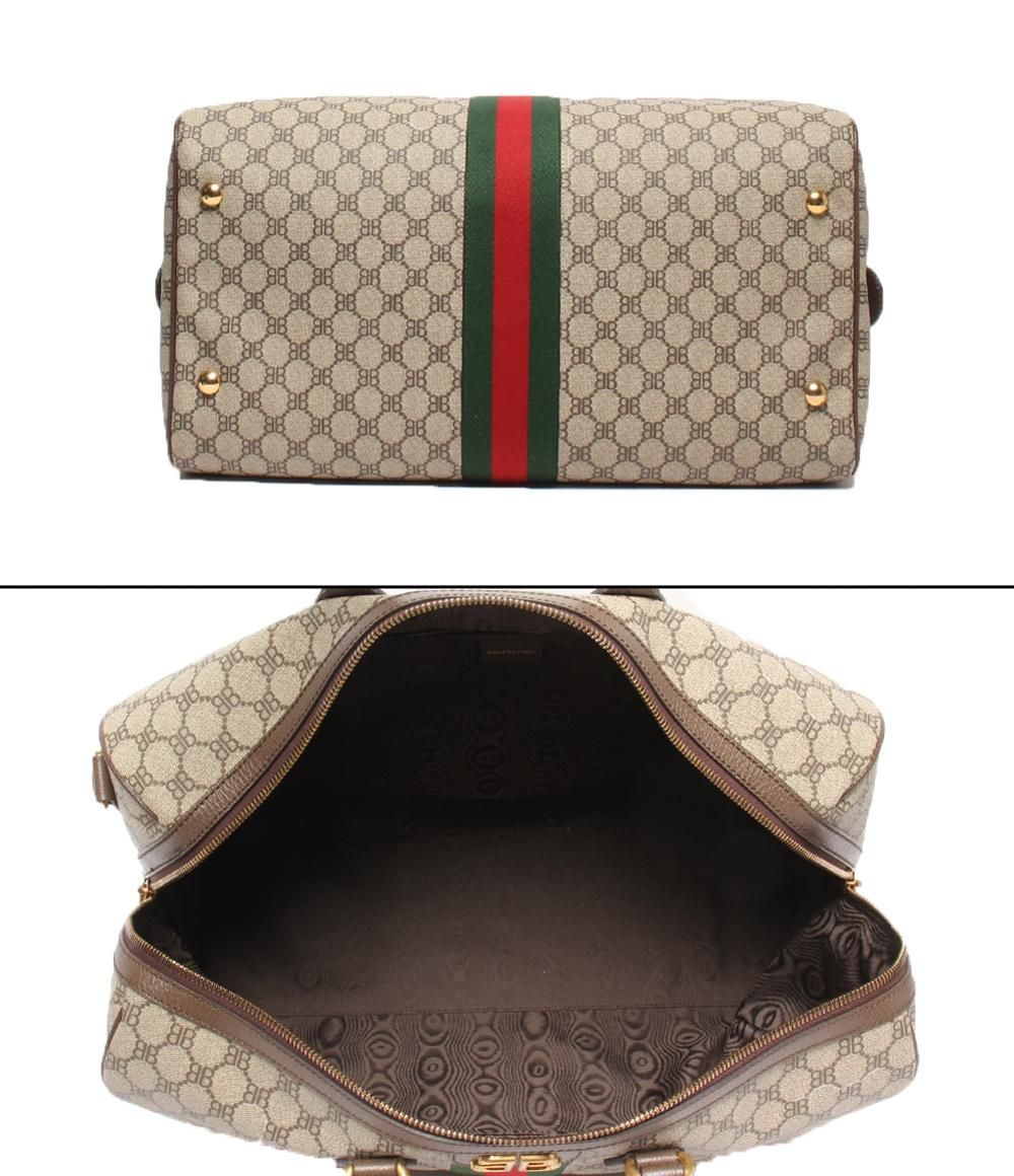 GUCCI 2way ボストンバッグ ロゴプレート ナイロン 斜め掛け 大容量
