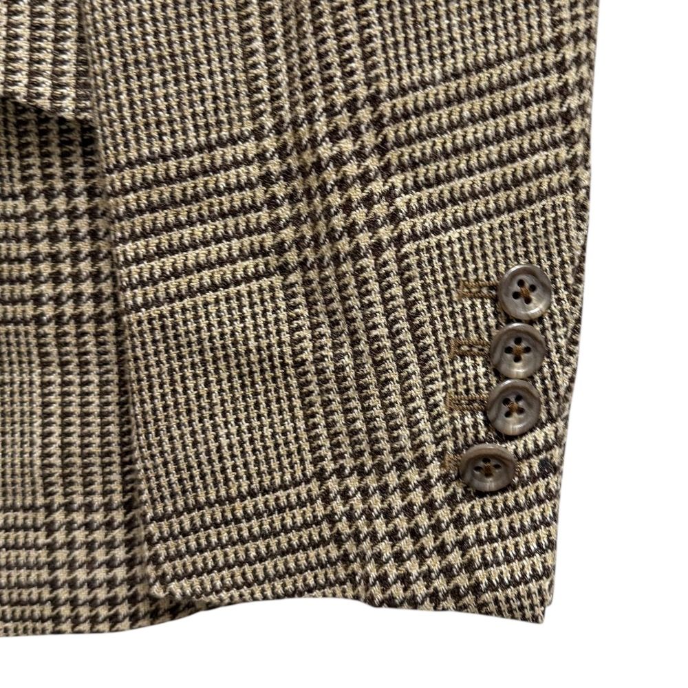 美品 Polo by Ralph Lauren ポロバイラルフローレン グレンチェック柄 シルクブレンド テーラードジャケット 39S ブラウン ベージュ メンズ 古着 中古 USED 美品 Polo by Ralph Lauren ポロバイラルフローレン グレンチェック柄