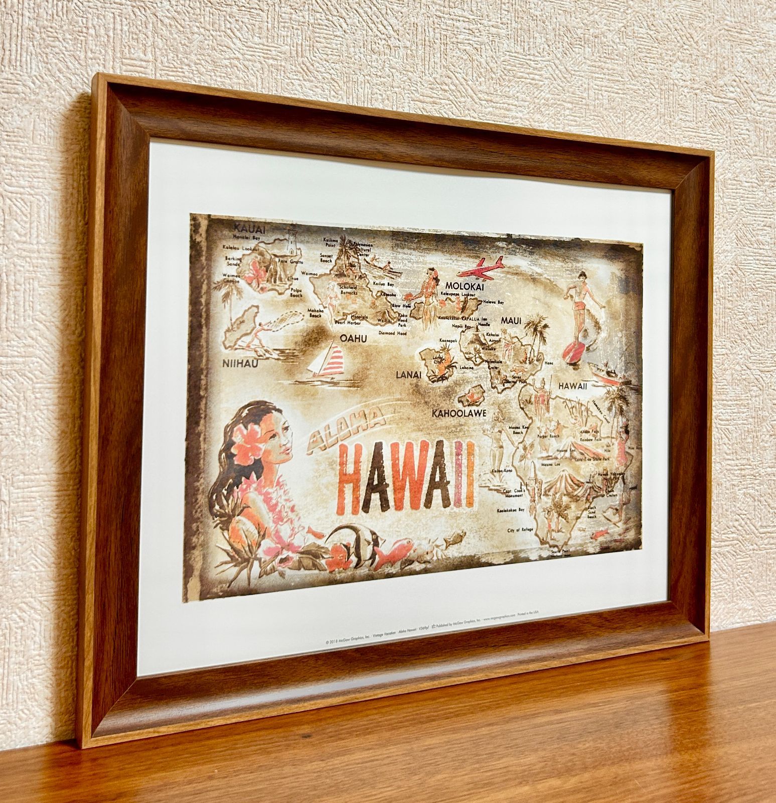 【額付き】アート作品 新品☆額縁付アートポスター☆Vintage Vacation☆レトロ風ポスター