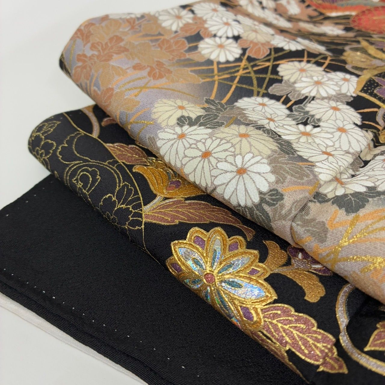 黒留袖 螺鈿箔 本金箔 豪華金彩 正倉院 五つ紋 比翼 正絹 着物 MK-1291