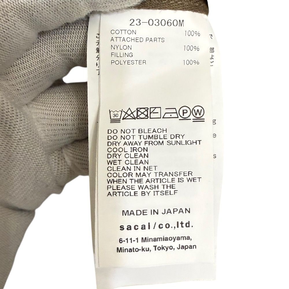 美品 23SS sacai サカイ Nylon Twill x Cotton Jersey L S T-Shirt