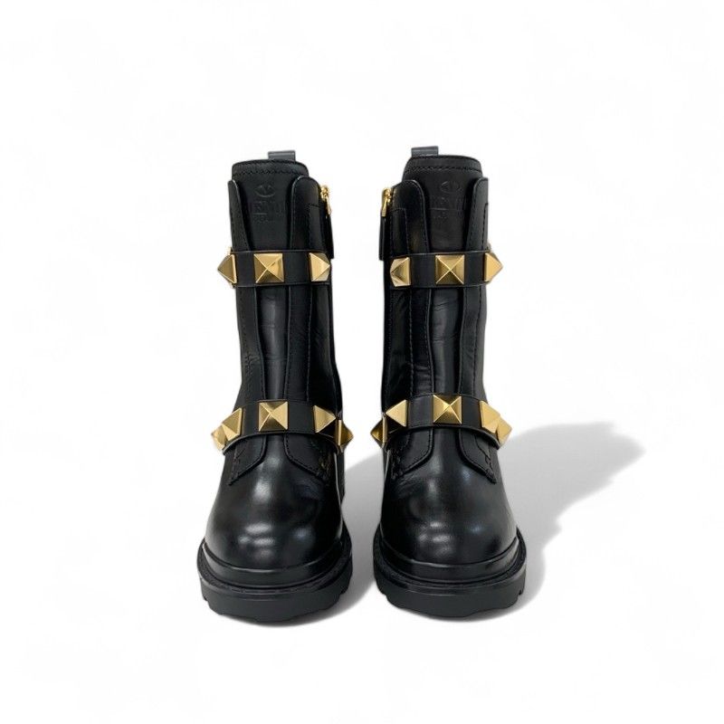 VALENTINO ヴァレンティノ カーフスキン コンバットブーツ VALENTINO】 ロックスタッズ カーフスキン コンバット ブーツ