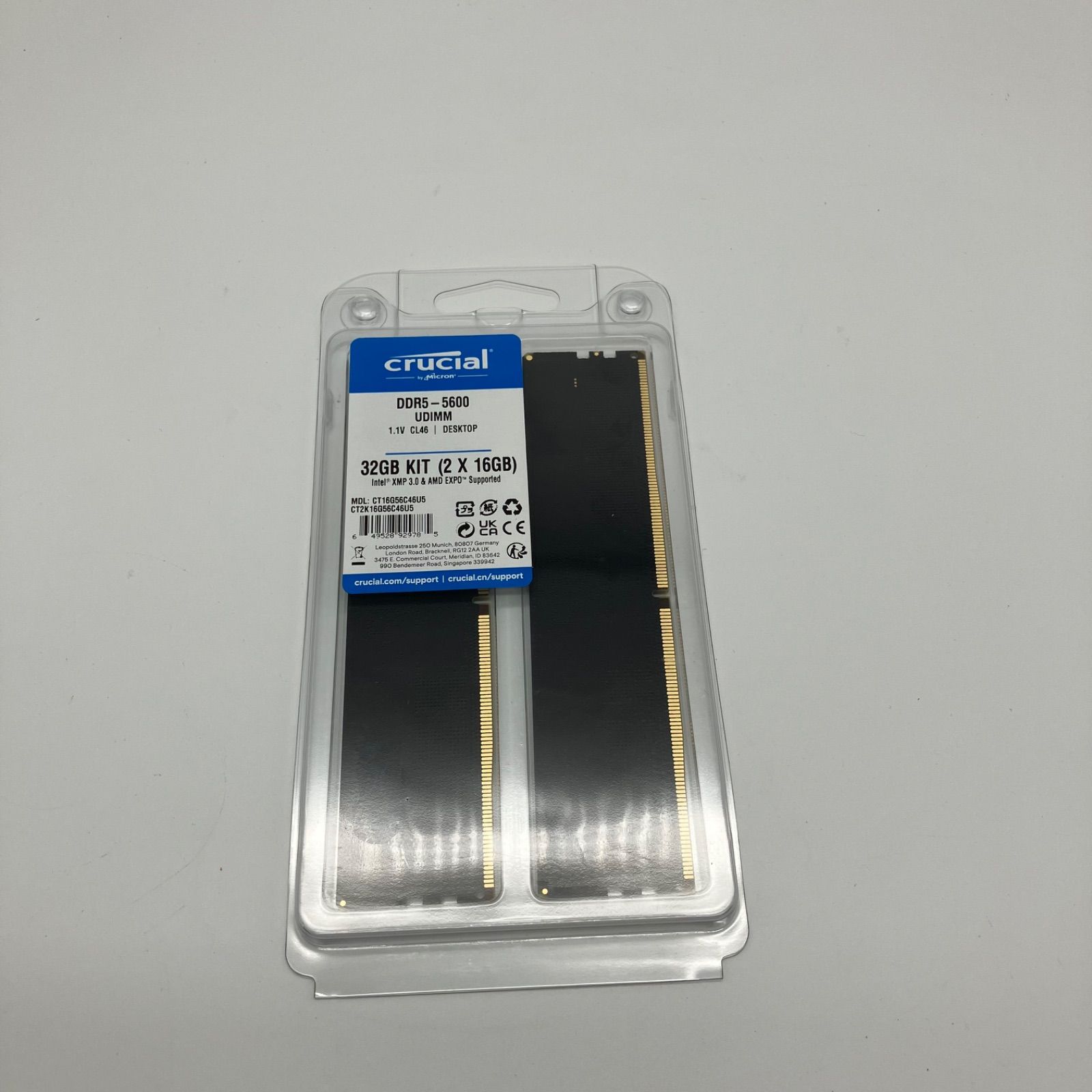 WJ128 Crucial RAM 32GB キット (2x16GB) DDR5 5600MHz (5200MHz 