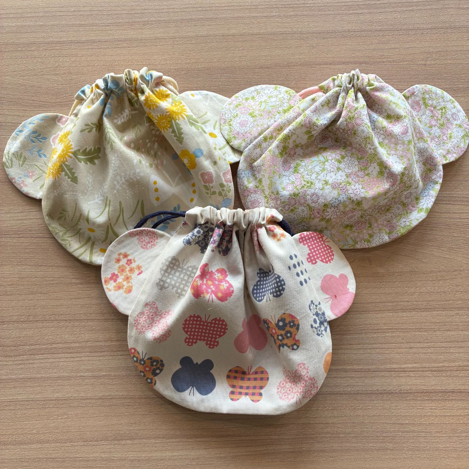 テディベア ハンドメイド 巾着袋 コップ袋 花柄