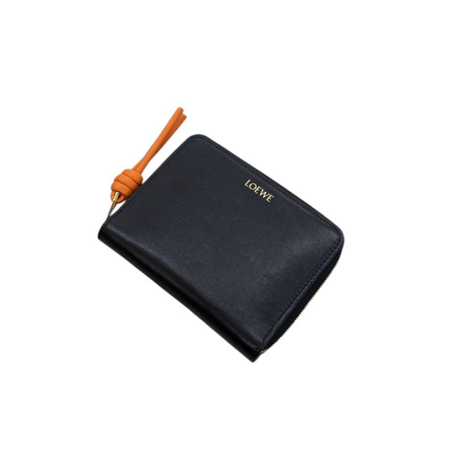 LOEWE 二つ折り財布 ブラック/オレンジ LOEWE☆ノットコンパクトウォレット ブラック・オレンジ (LOEWE