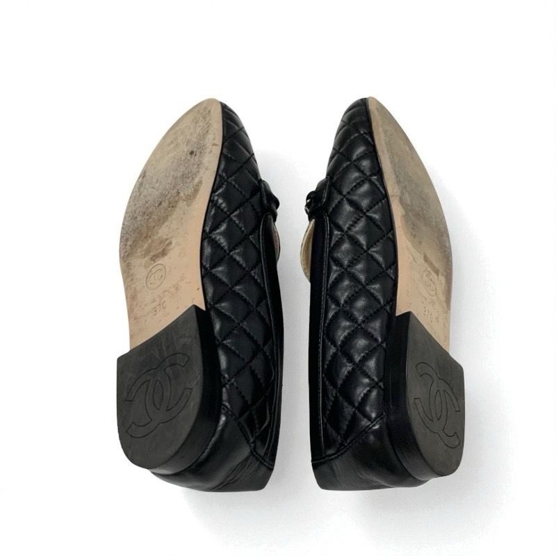 シャネル CHANEL ローファー 革靴 靴 シューズ レザー ブラック 黒