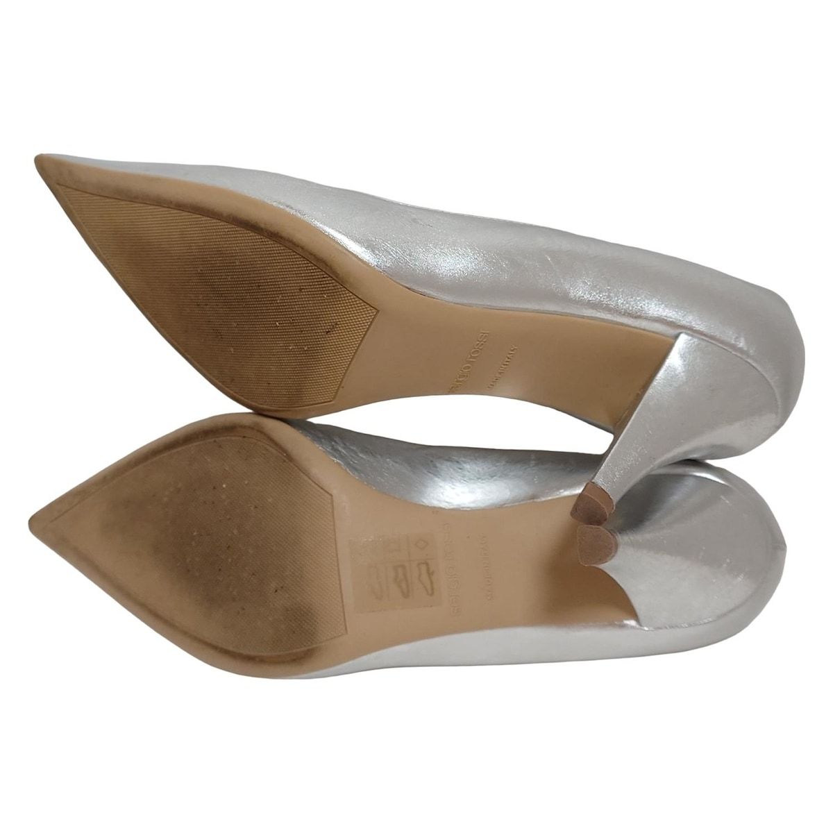 美品♡セルジオロッシ シルバーメタル トゥキャップ パンプス ブラック 36 sergio rossi(セルジオロッシ) パンプス 36 1/2 レディース - シルバー