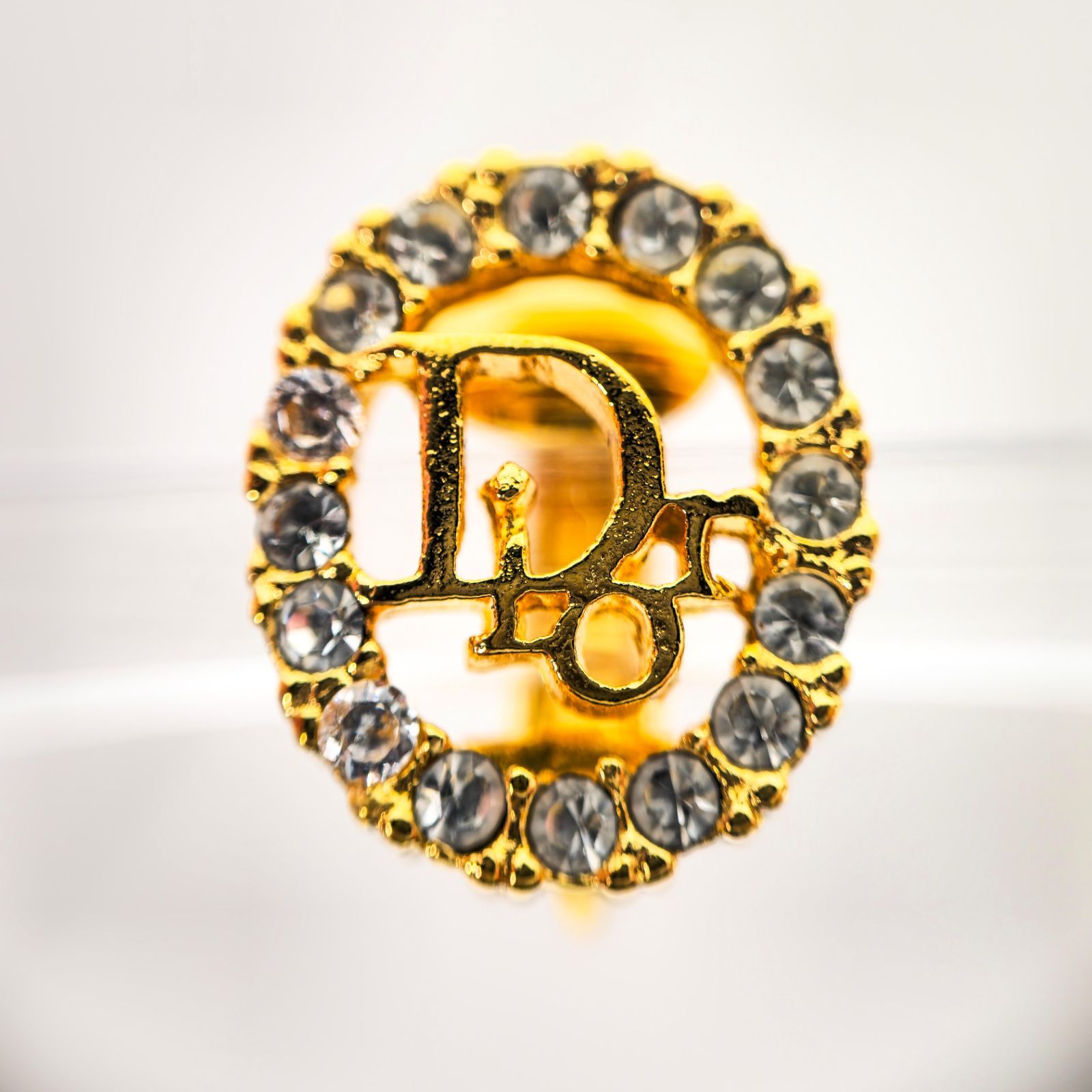 ディオール Dior イヤリング ラウンド クリスタル ロゴ ラインストーン