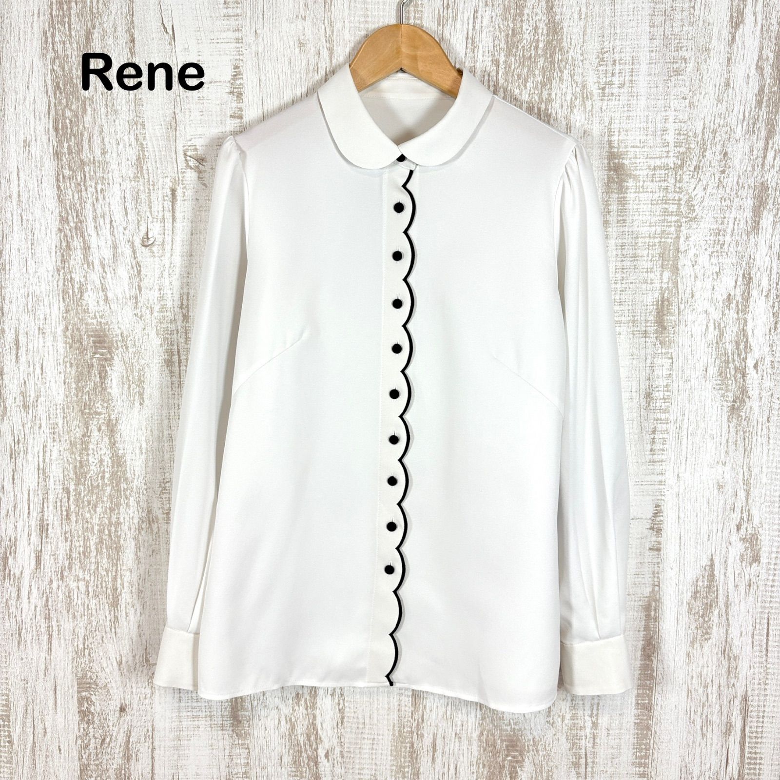 ルネ リボン ブラウス 34 ブラック ♡Rene 34⁄36♡ギンガム♡フリル 
