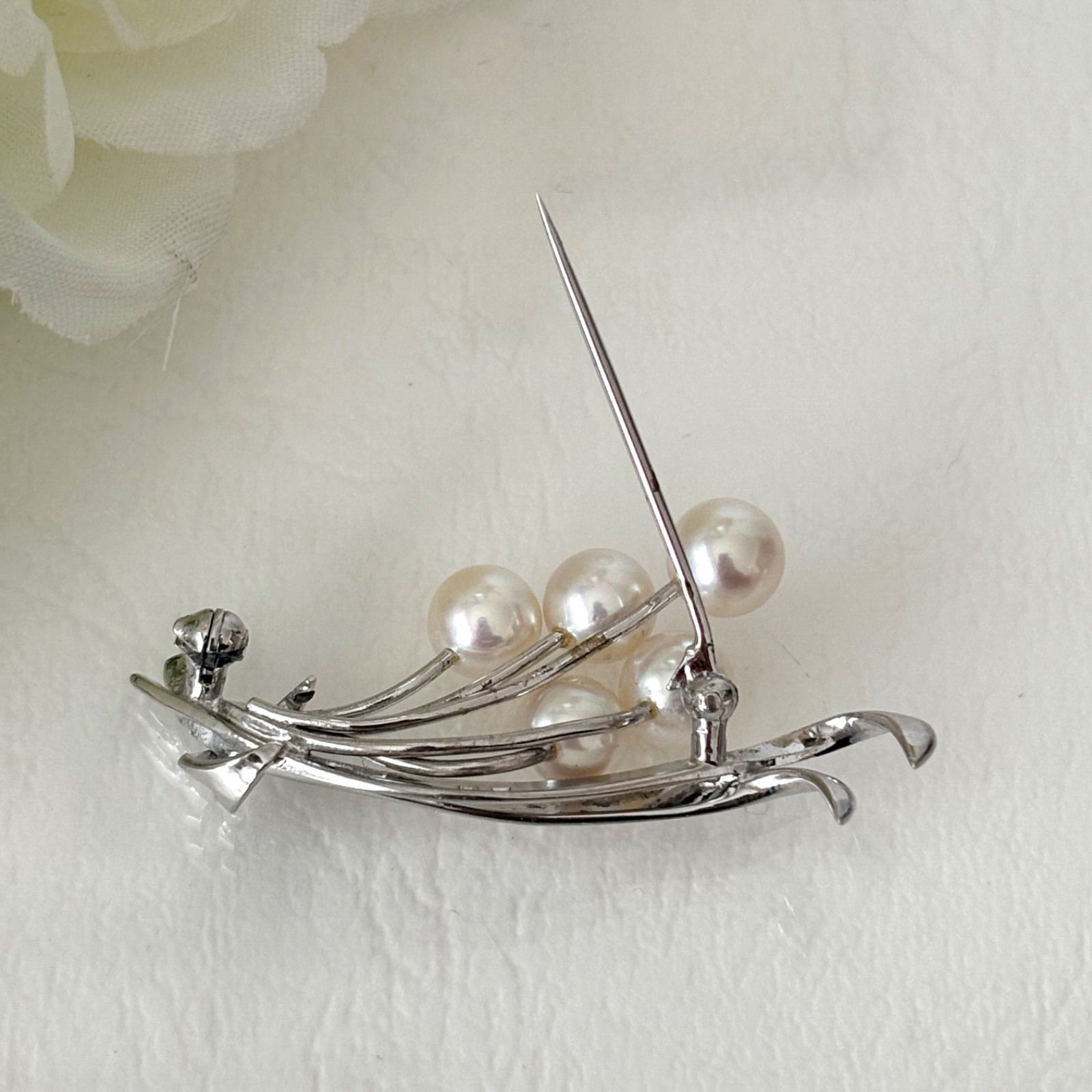 056【ミキモト】シルバー パール ブローチ 花束デザイン - メルカリ