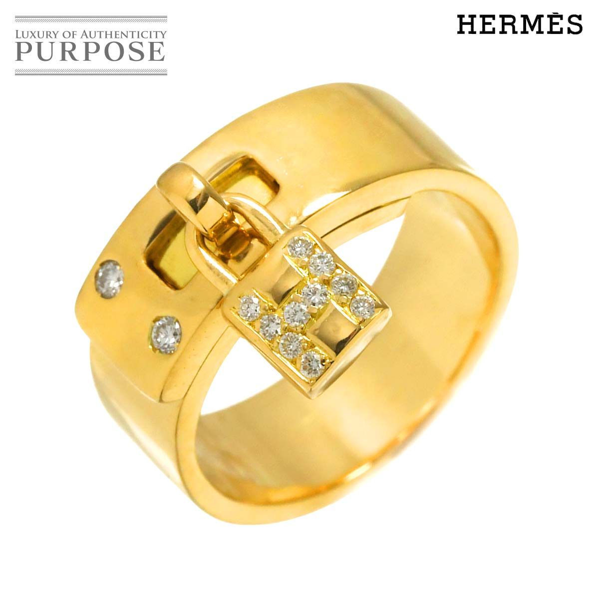 エルメス HERMES ケリー カデナ 8.5号 リング ダイヤ K18 YG イエロー