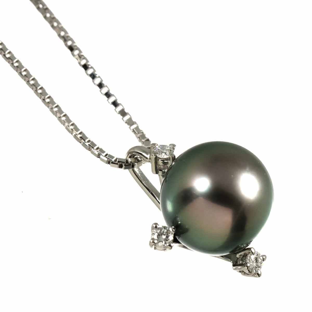 タサキ TASAKI 黒蝶真珠 10.8mm ダイヤ 0.12ct ネックレス 50cm Pt