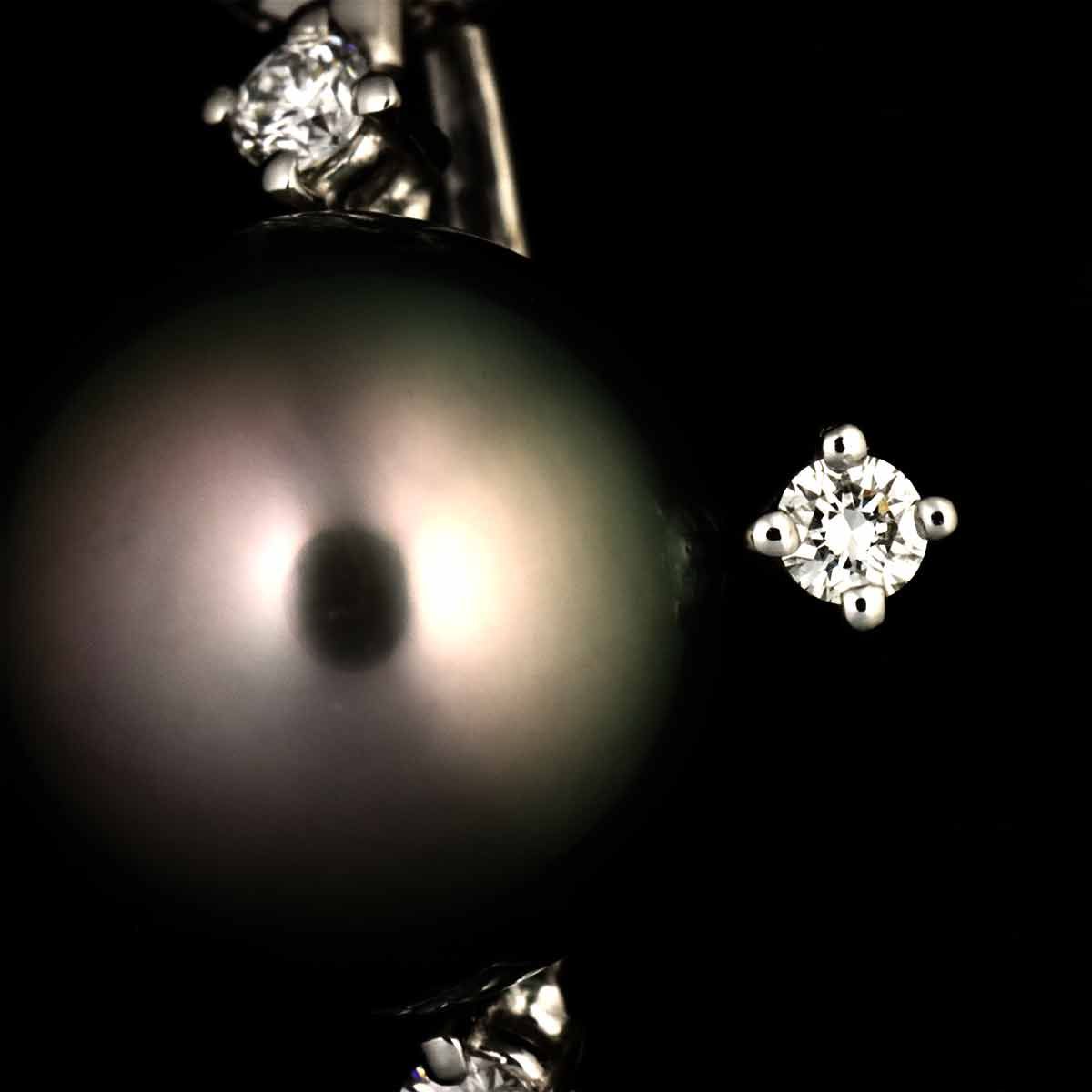 タサキ TASAKI 黒蝶真珠 10.8mm ダイヤ 0.12ct ネックレス 50cm Pt
