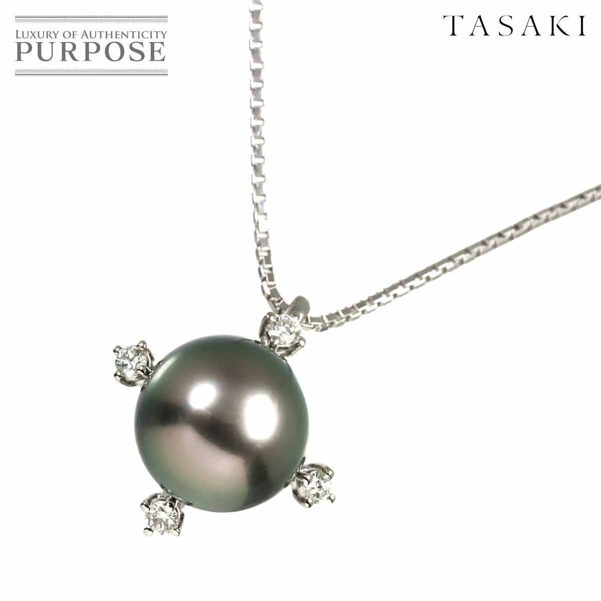 タサキ TASAKI 黒蝶真珠 10.8mm ダイヤ 0.12ct ネックレス 50cm Pt