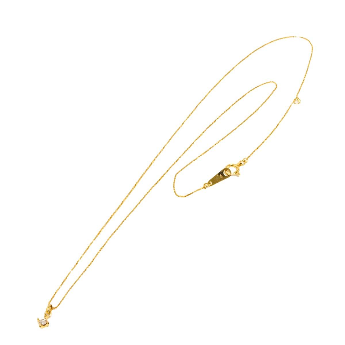 アガット agete ハート ダイヤ 0.05ct ネックレス 40cm K18 YG  