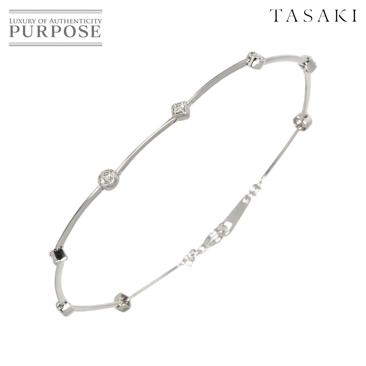 タサキ TASAKI ダイヤ 0.13ct ブレスレット 17cm K18 WG ホワイト