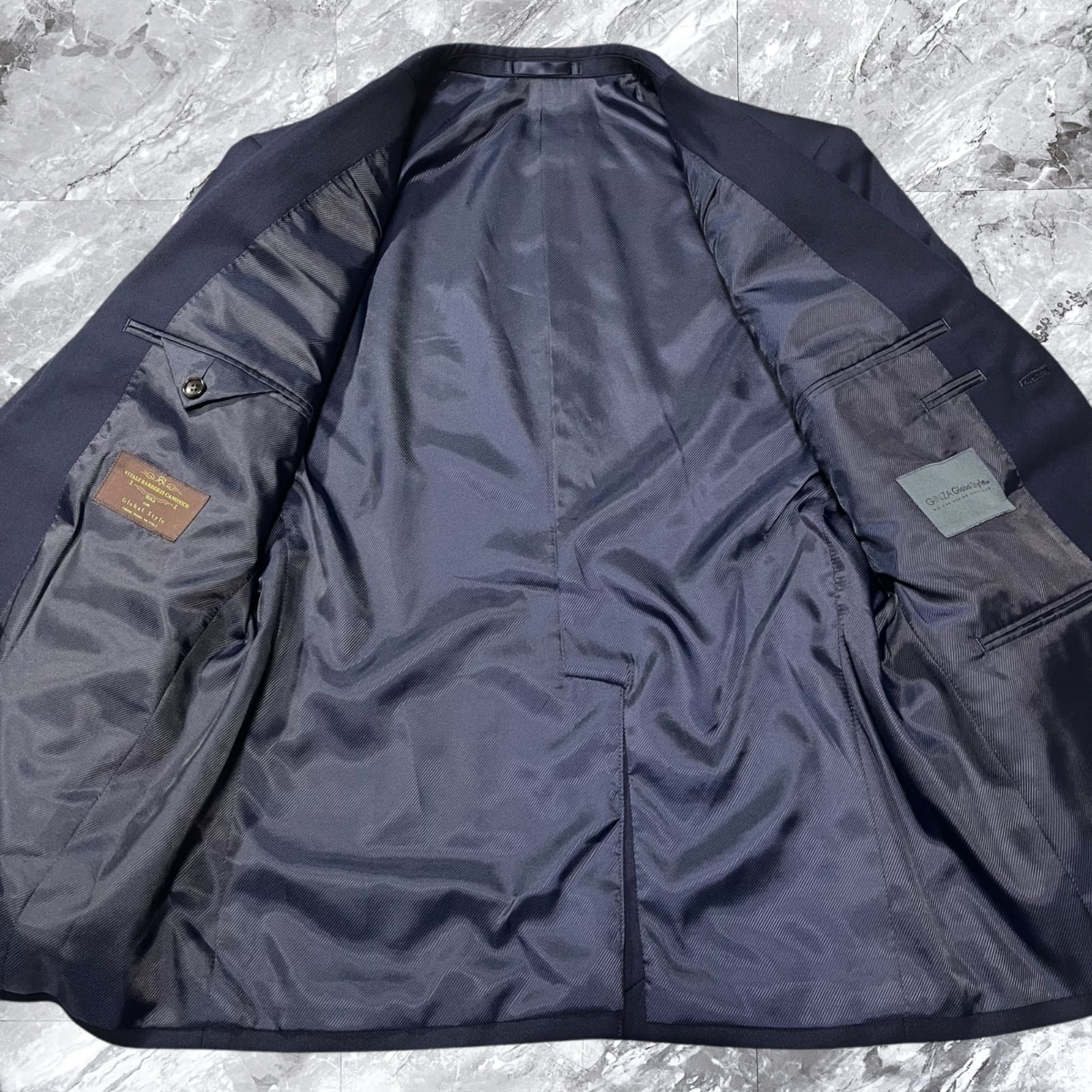 極美品 銀座グローバルスタイル カノニコ スリーピース スーツ S～M 極美品 GINZA Global Style 銀座グローバルスタイル VITALE BARBERIS