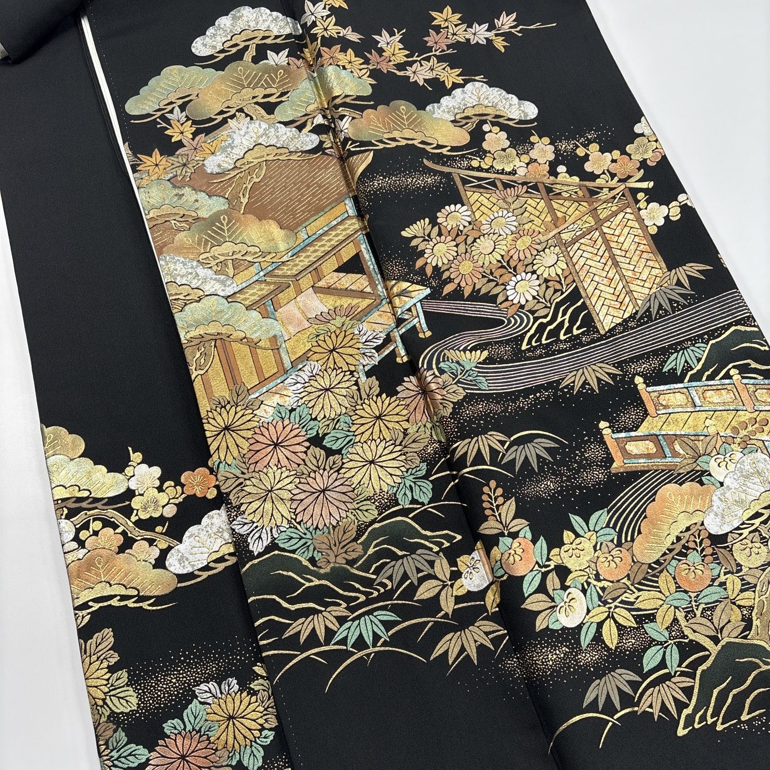 1489☆正絹 黒留袖 着物 6枚セット おまとめ リメイク素材 1489☆正絹