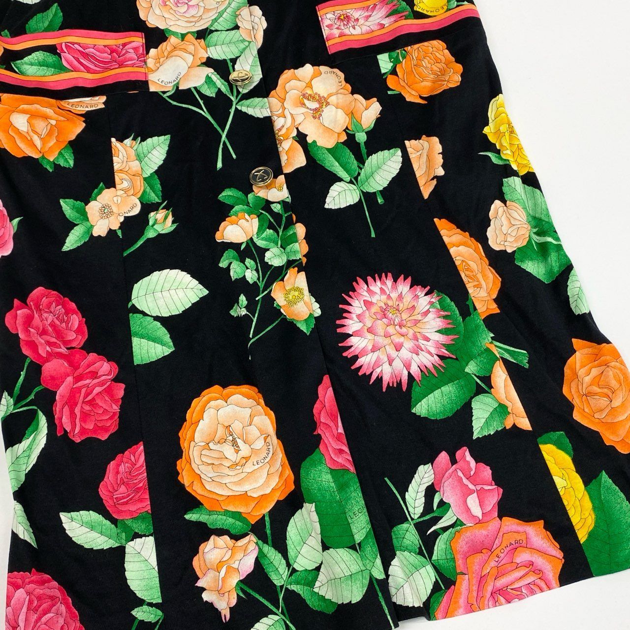 ★LEONARD★レオナール美カラー/品よくフェミニン/コットン 3k19 LEONARD FASHION レオナール ロングシャツワンピース ノーカラー