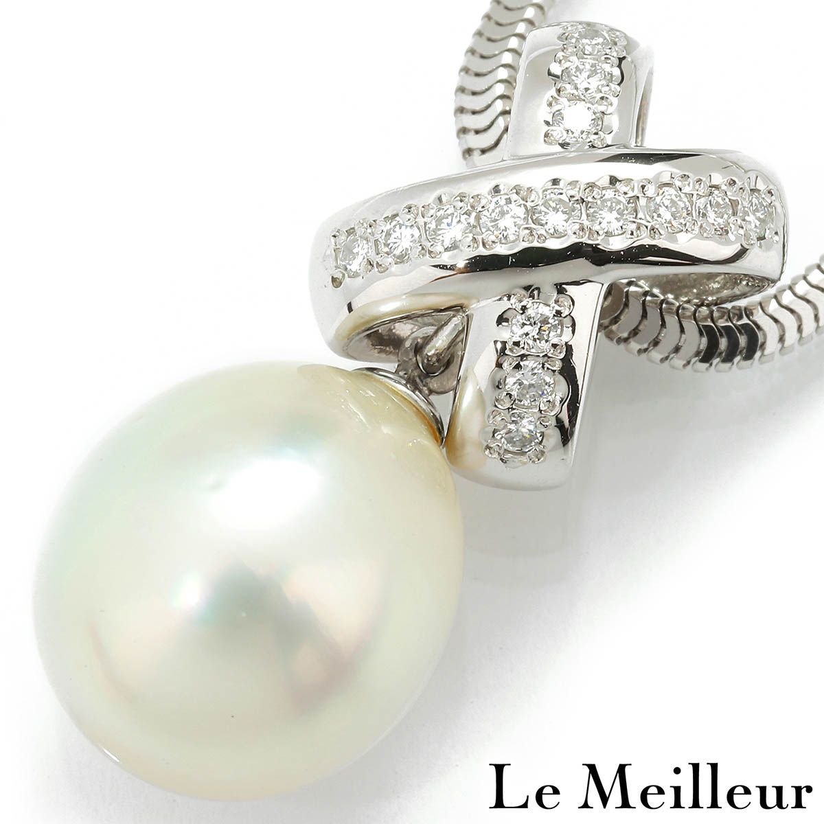 南洋真珠 ダイヤモンド プラチナ Pt900 パールペンダントネックレス