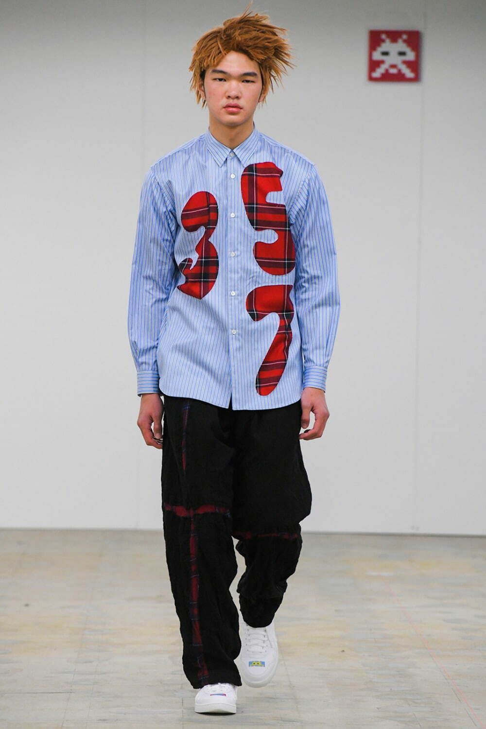 COMME des GARCONS SHIRT 22aw 裁ち切り チェック切替 ウール縮絨
