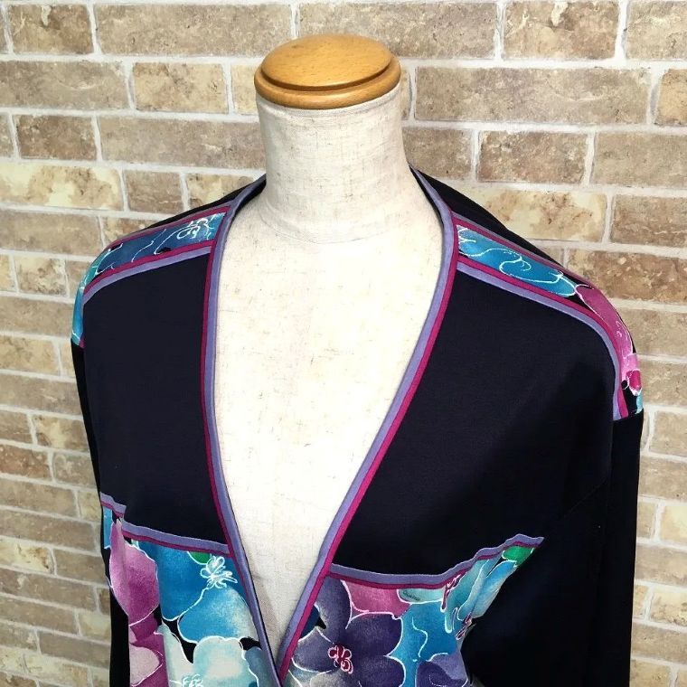 LEONARD 花柄カーディガン Mサイズ 中古・古着通販】LEONARD (レオナール) 花柄カーディガン ブラック