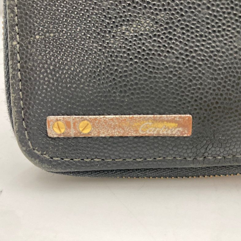 中古品】CARTIER カルティエ サントス レザー ラウンドファスナー 長