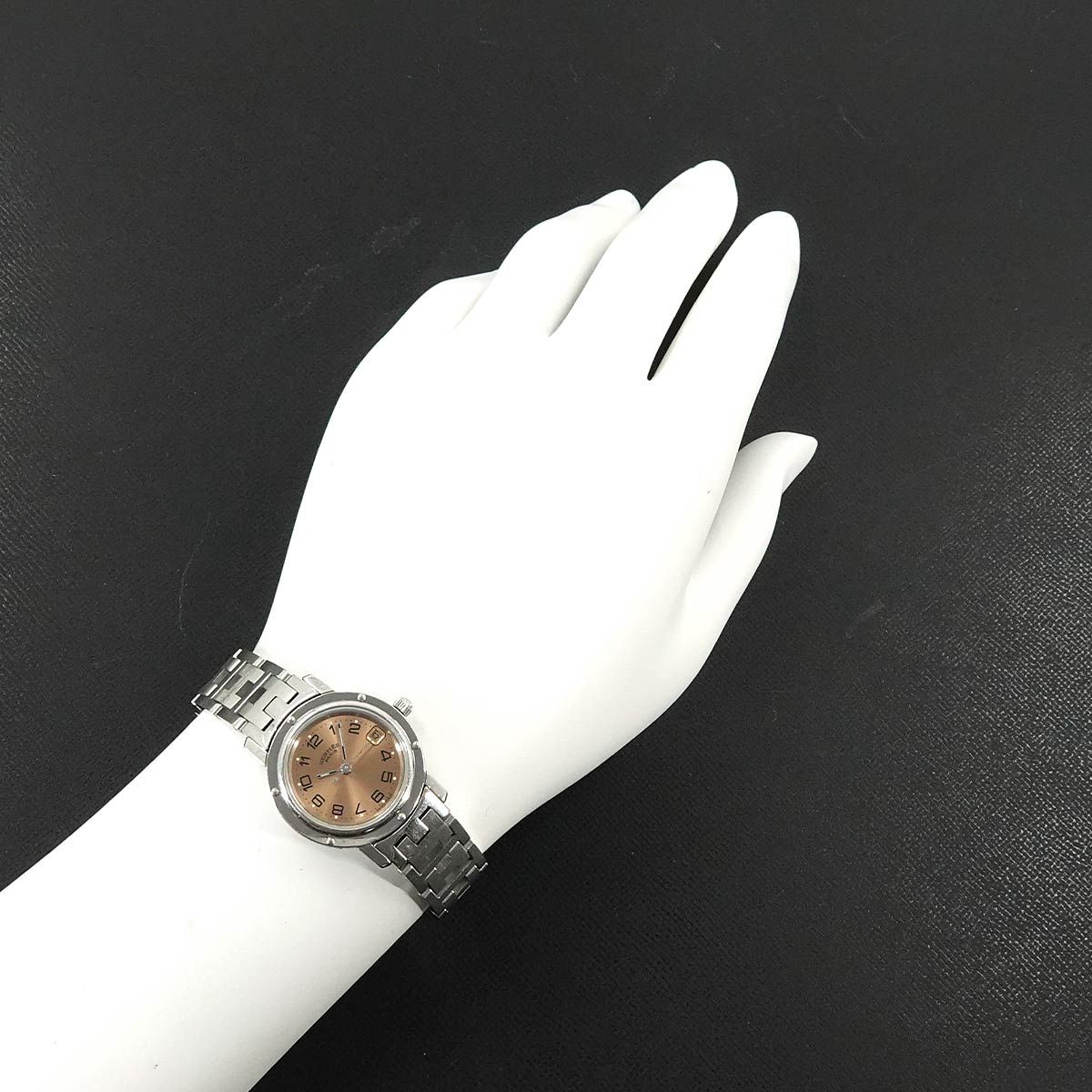 エルメス HERMES クリッパー CL4 210 レディース 腕時計 デイト ピンク