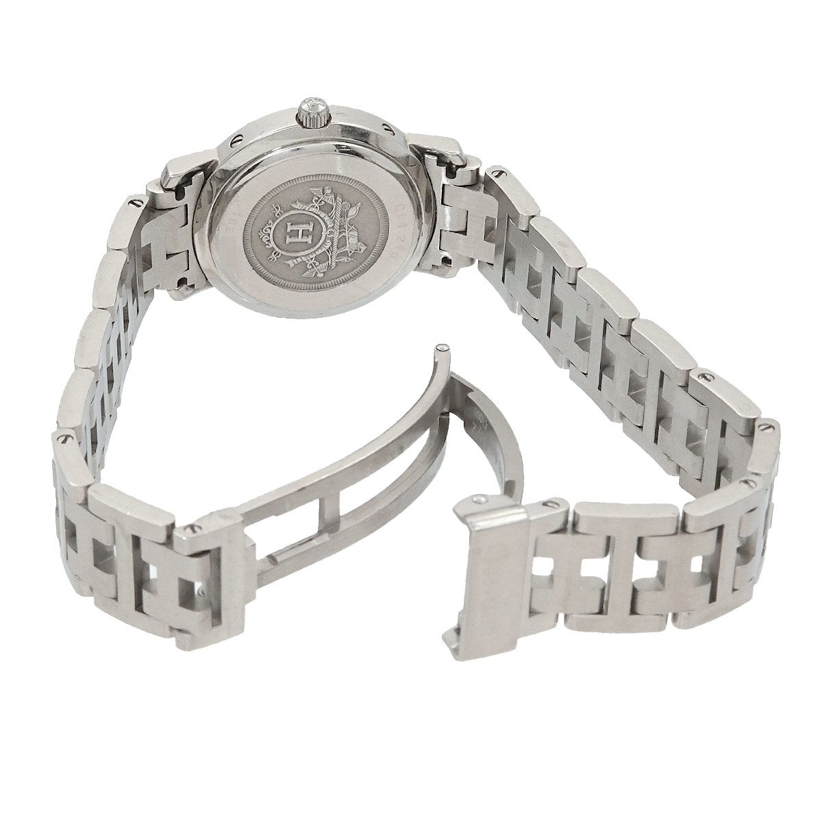 エルメス HERMES クリッパー CL4 210 レディース 腕時計 デイト ピンク