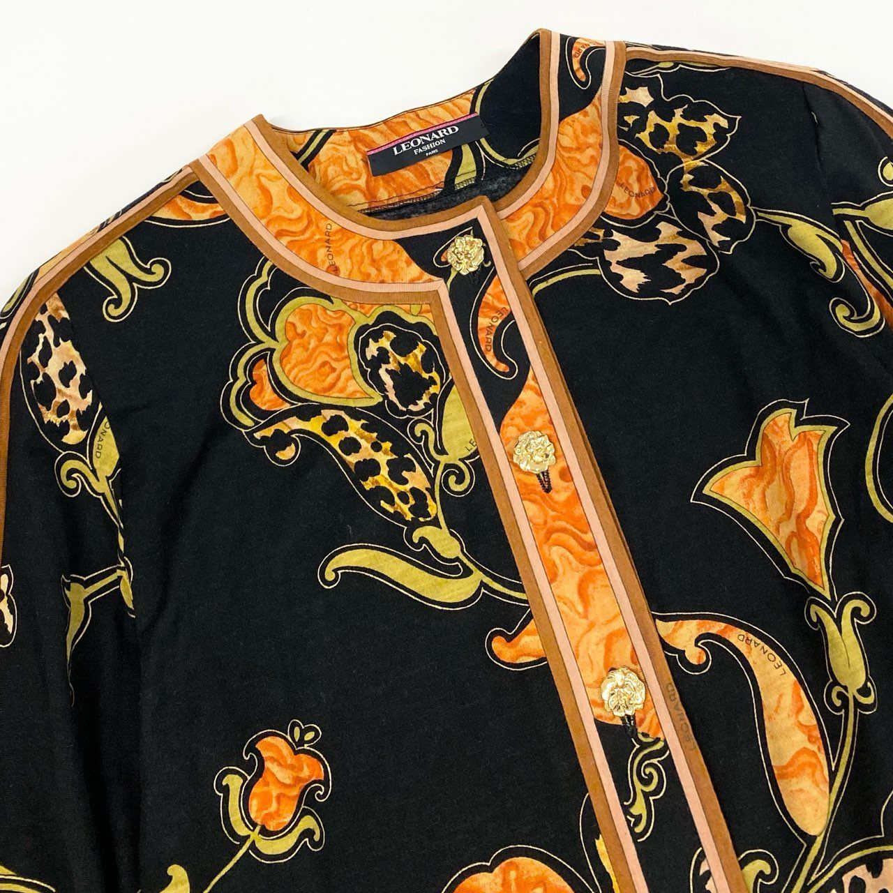 3k19 LEONARD FASHION レオナール ノーカラージャケット カーディガン