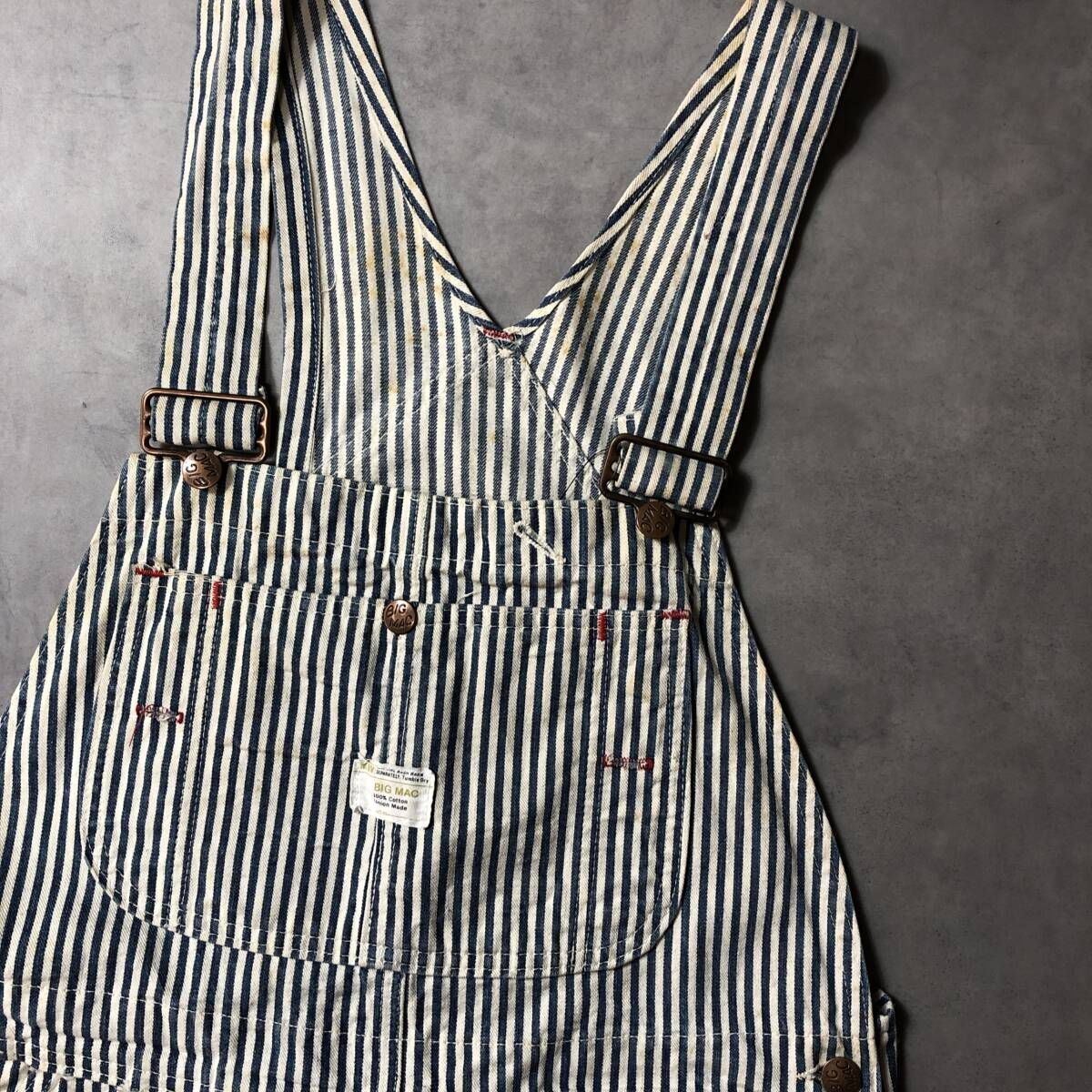 GQ4156◇BIGMAC : 70's ヒッコリー オーバーオール◇w90cm XL