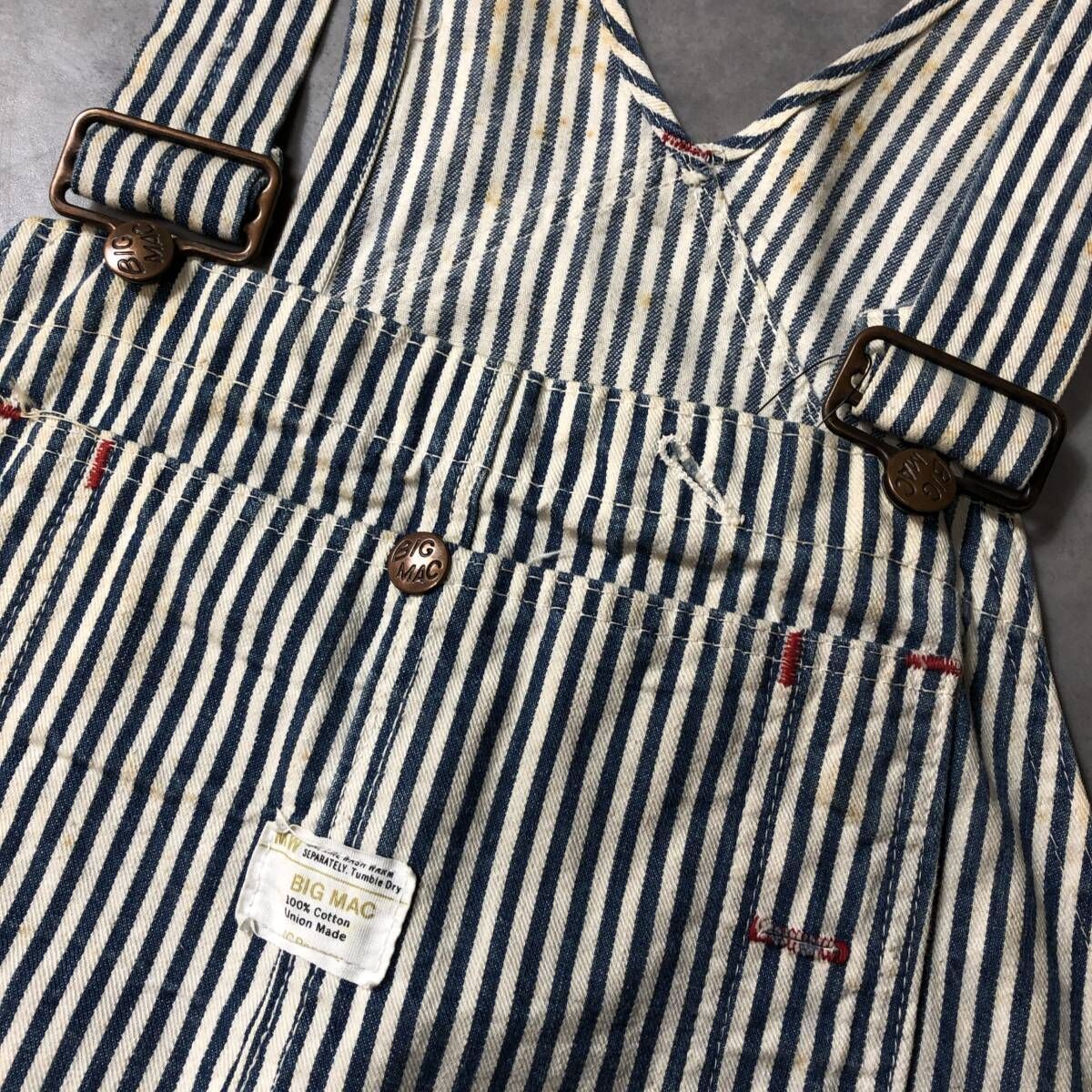 GQ4156◇BIGMAC : ストア 70's ヒッコリー オーバーオール◇w90cm XL