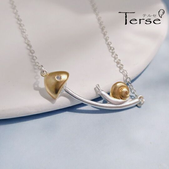 Snail Pendant, Happiness, Good Luck, Resurrection Symbol, Auspicious Creature, Snail Motif, Mushroom, Move Slowly, Cute, Cochlear Necklace, Slowly Savor the World, Silver 925, Zirconia, Size Adjustable, Women's, Men's, Unisex, Immediate Purchase OK, Free Shipping